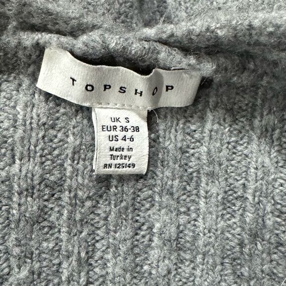 TOPSHOP Long Line Cozy Knit Oversized Cardigan Grey Women’s Small - Picture 3 of 5